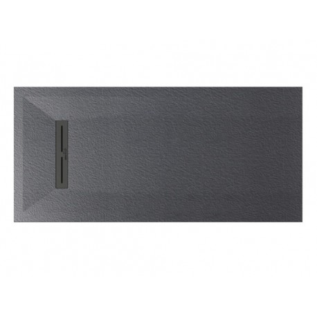 Piatto doccia Lito in pietra sintetica finitura ardesia altezza 3 cm con piletta serigrafata in acciaio inox inclusa