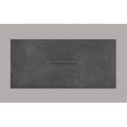Piatto doccia Tab in pietra sintetica finitura cemento altezza 3 cm con piletta materica in tinta inclusa