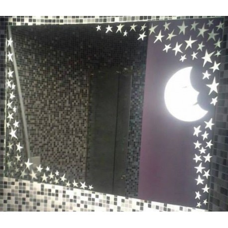 Su Misura Specchio da Bagno Filo Lucido Luna-Stelle Retroilluminante led 15W art. spe105