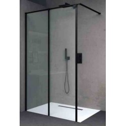 Parete Walk-in Cristallo 6 mm con Trattamento Anticalcare Altezza 200 cm Profilo Nero art. OS2