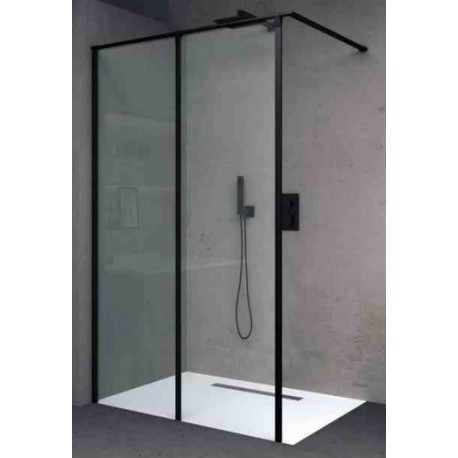 Parete Walk-in Cristallo 6 mm con Trattamento Anticalcare Altezza 200 cm Profilo Nero art. OS2