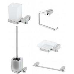 Set 5 accessori a muro arredo bagno mod. Zeus Unica in acciaio cromato