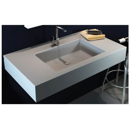 Top Monolitico con Lavabo Integrato da 58x30 cm in Pietra Sintetica Finitura liscia