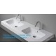 Top Monolitico da 120,5 cm con Doppio Lavabo Integrato da 48x30 cm in Pietra Sintetica Finitura liscia