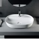 Lavabo da appoggio soprapiano con foro da 60,5 cm in ceramica bianca linea moderna