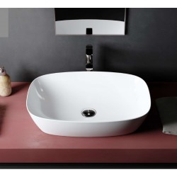 Lavabo da appoggio soprapiano da 60 cm in ceramica bianca linea moderna