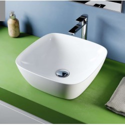 Lavabo da appoggio soprapiano da 40 cm in ceramica bianca linea moderna