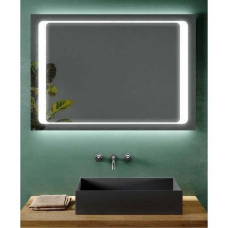 Specchio Bagno Su Misura Filo Lucido con fascia sabbiata Retroilluminante led 20W mod. spe018