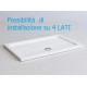 Piatto doccia Incanto in pietra artificiale extra rinforzato finitura bianco lucido altezza 4 cm con bordo perimetrale