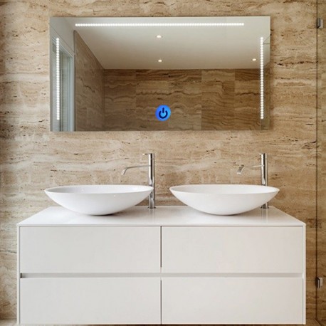 Su Misura Specchio da Bagno Filo Lucido Retroilluminate led 20W CHARME con pulsante touch integrato