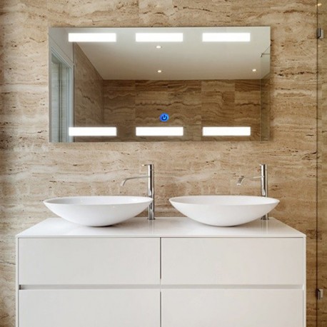 Su Misura Specchio da Bagno Filo Lucido Retroilluminate led 20W Urano con pulsante touch integrato