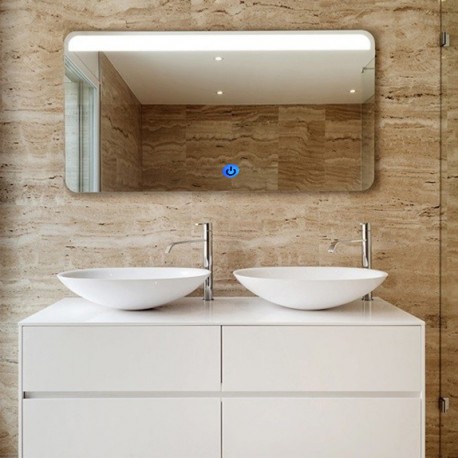 Su Misura Specchio da Bagno Filo Lucido Retroilluminate led 20W Mercurio con pulsante touch integrato