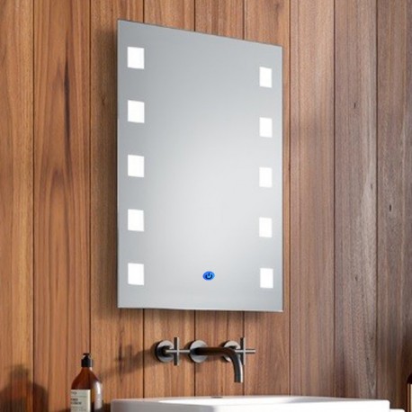 Su Misura Specchio da Bagno Filo Lucido Retroilluminate led 20W art.Afrodite con pulsante touch integrato