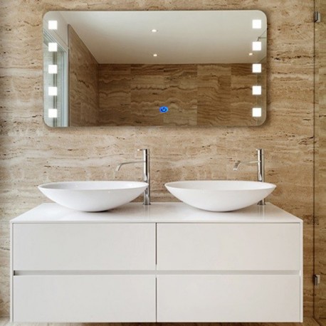 Su Misura Specchio da Bagno Filo Lucido Retroilluminate led 20W art.Marte con pulsante touch integrato