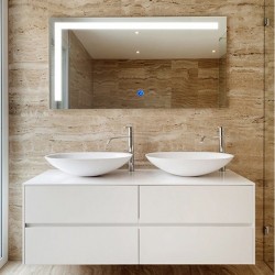 Su Misura Specchio da Bagno Filo Lucido Retroilluminate led 20W art.Ibiza con pulsante touch integrato