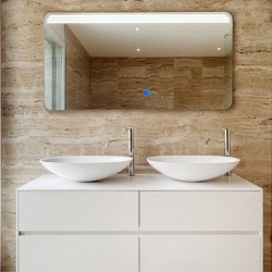 Su Misura Specchio da Bagno Filo Lucido Retroilluminate led 20W art.Lux con pulsante touch integrato