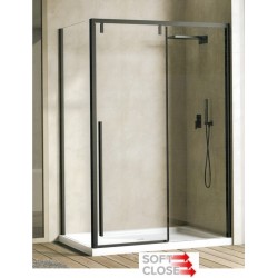 Box Doccia Scorrevole con Parete Fissa Cristallo 8 mm Altezza 200 cm con Chiusura Rallentata softclose  + Profilo Nero