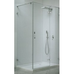 Box Doccia Paros con Porta a Battente + Parete Fissa Cristallo 8 mm Altezza 200 cm con zanca perimetrale cromo lucido