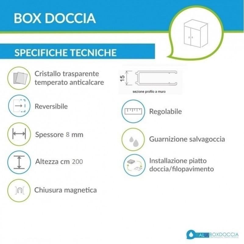 Guarnizione sottoporta salvagoccia per box doccia 8 mm