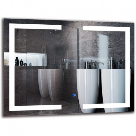 Su Misura Specchio da Bagno Filo Lucido con disegno sabbiato Retroilluminante led 20W art.728 e pulsante touch integrato