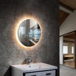 Specchio Bagno Tondo Su Misura Filo Lucido Retroilluminante led 20W + pulsante touch integrato