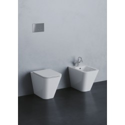 Sanitari Build di Azzurra Vaso Senza Brida con Scarico Traslato  + Bidet in ceramica bianco lucido