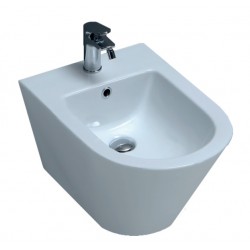 Bidet Sospeso Forma Azzurra Ceramica Bianco Lucido