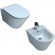 Sanitari Sospesi Vaso senza brida + Bidet Forma di Azzurra ceramica bianco lucido