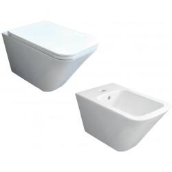 Sanitari Sospesi Vaso senza brida + Bidet Build di Azzurra ceramica bianco lucido