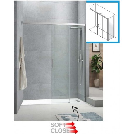 Doccia walk-in con porta scorrevole "Soft Close" Cristallo 6 mm con Trattamento Anticalcare Altezza 200 cm art. LIP19