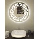 Specchio Bagno Tondo Su Misura Filo Lucido con disegno sabbiato Retroilluminante led 20W e pulsante touch integrato art. 119