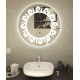 Specchio Bagno Tondo Su Misura Filo Lucido con disegno sabbiato Retroilluminante led 20W e pulsante touch integrato art. 120