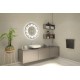 Specchio Bagno Tondo Su Misura Filo Lucido con disegno sabbiato Retroilluminante led 20W e pulsante touch integrato art. 120