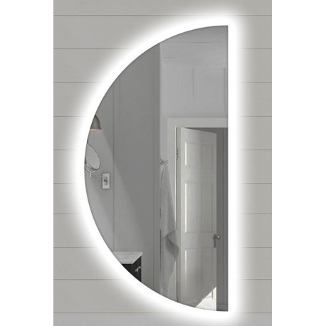 Specchio Bagno Semicircolare Su Misura Filo Lucido con disegno sabbiato Retroilluminante led 20W mod. Daly