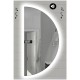 Specchio da Bagno Semicircolare con Altoparlante Bluetooth + Orologio e Disegno Sabbiato Retroilluminato led 20W art. SPEOV4