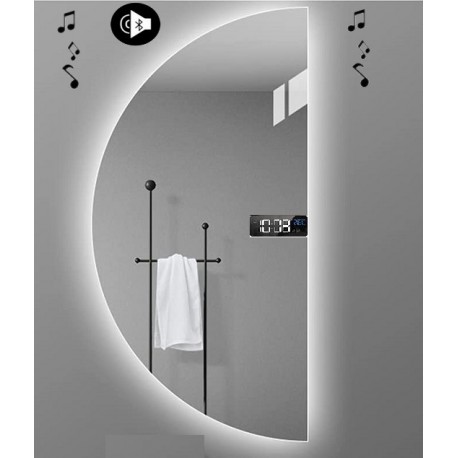 Specchio da Bagno Semicircolare con Altoparlante Bluetooth + Orologio Retroilluminato led 20W art. Dalia5