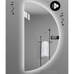 Specchio da Bagno Semicircolare con Altoparlante Bluetooth + Orologio Retroilluminato led 20W art. Dalia6