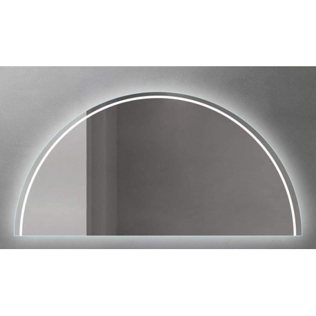 Specchio Bagno Semicircolare Su Misura Filo Lucido con disegno sabbiato Retroilluminante led 20W mod. Dalia7