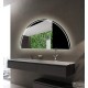 Specchio Bagno Semicircolare Su Misura Filo Lucido con disegno sabbiato Retroilluminante led 20W mod. Dalia7