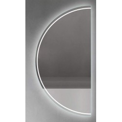 Specchio Bagno Semicircolare Su Misura Filo Lucido con disegno sabbiato Retroilluminante led 20W mod. Dalia8