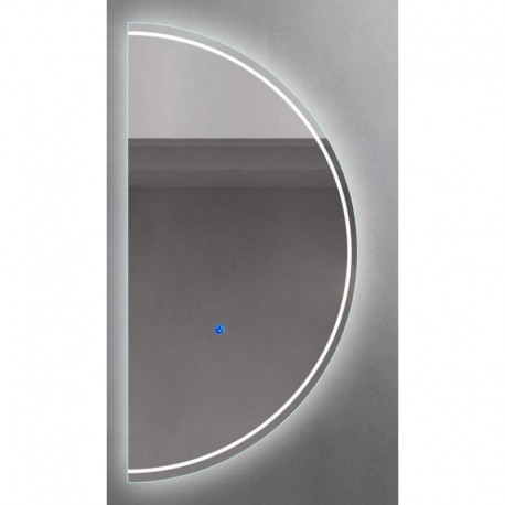 Specchio Bagno Semicircolare Filo Lucido con disegno sabbiato Retroilluminante led 20W e pulsante touch integrato art. Dalia9