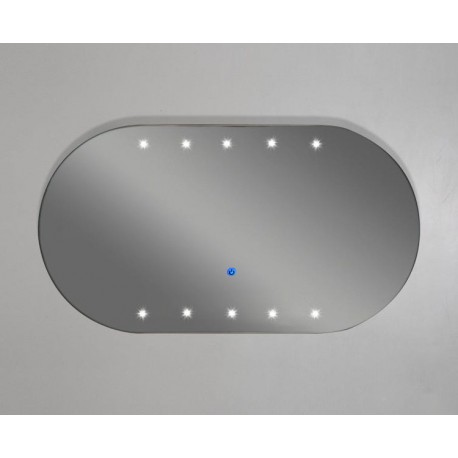 Su Misura Specchio Ovale da Bagno Filo Lucido con disegno sabbiato Retroilluminato led 20W art.Ovo5 con pulsante touch integrato