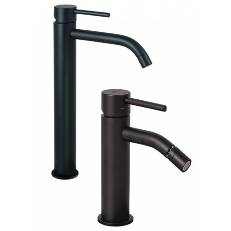 Miscelatori Lavabo Alto + Bidet paffoni light exclusive edition in ottone rifinito nero opaco