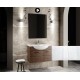 Mobile bagno sospeso Anice da 80 cm bianco frassinato con lavabo + specchio con altoparlante Bluetooth integrato