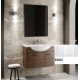 Mobile bagno sospeso Anice da 80 cm bianco frassinato con lavabo + specchio con altoparlante Bluetooth integrato