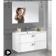 Mobile bagno sospeso Viola Bianco lucido da 100 cm con lavabo + specchio con altoparlante Bluetooth integrato