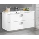 Mobile bagno sospeso Viola Bianco lucido da 100 cm con lavabo + specchio con altoparlante Bluetooth integrato