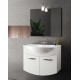 Mobile bagno sospeso Irice da 85 cm con lavabo, specchio e applique integrata in finitura palissandro/larice