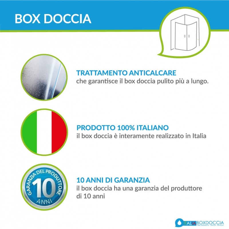 Box doccia 80X80 serigrafato lastra cristallo 6 mm e profilo alluminio  cromo due ante scorrevoli h 195, Arcshop