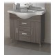 Mobile da Bagno 85 cm Finitura Larice a Terra con Lavabo e Specchiera